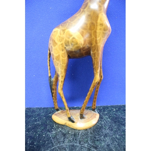 32 - Carved Wooden Giraffe with Patterning and Darkened Mane - 45cm