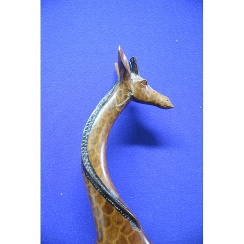 32 - Carved Wooden Giraffe with Patterning and Darkened Mane - 45cm