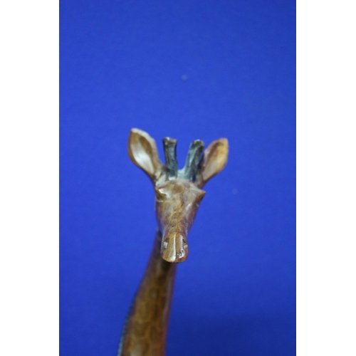 32 - Carved Wooden Giraffe with Patterning and Darkened Mane - 45cm