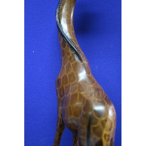 32 - Carved Wooden Giraffe with Patterning and Darkened Mane - 45cm