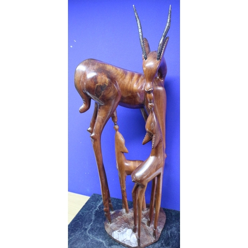 34 - Very Nice Carved Deer with 2 x Fawns - one feeding - 86cm