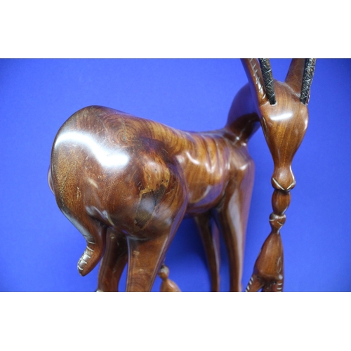 34 - Very Nice Carved Deer with 2 x Fawns - one feeding - 86cm