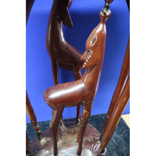 34 - Very Nice Carved Deer with 2 x Fawns - one feeding - 86cm