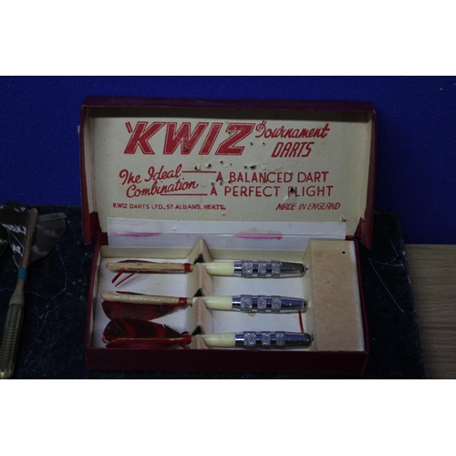 61 - Selection of Vintage Darts including a Boxed Set Kwiz Tournament Darts