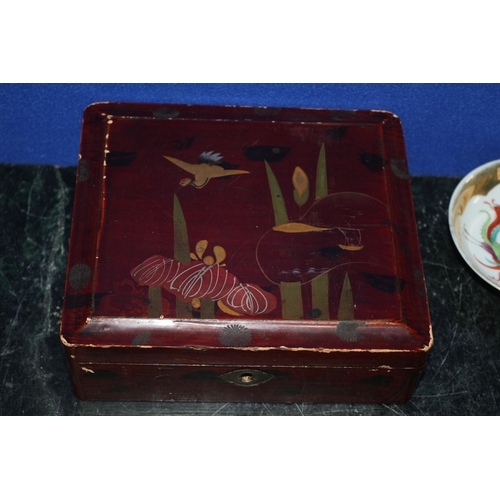 63 - Mixed Lot of Oriental Items including a Lacquered Box