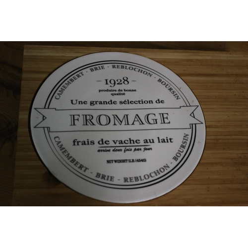 90 - Nice Cheese Cutting Board with Ceramic Circular Section with 'Fromage' Written on it plus a Drawer w... 