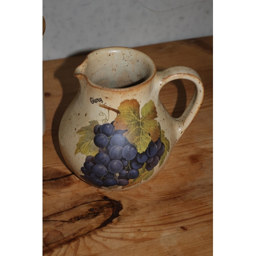 91 - Tea, Sugar , Coffee Pots including a Hornsea Jug and Sugar Bowl plus Harrods Blue Containers with Pr... 