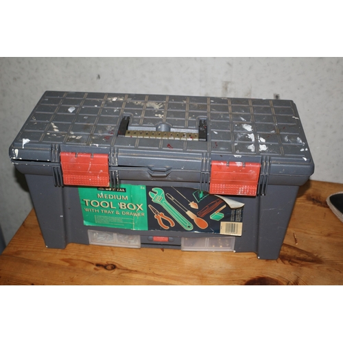 95 - Tool Box with Twin Clasps which Contains a variety of Hand Tools and Accessories plus a Soldering Ir... 