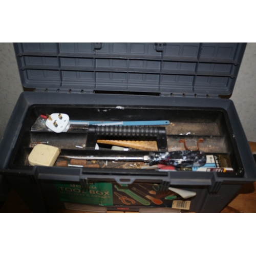 95 - Tool Box with Twin Clasps which Contains a variety of Hand Tools and Accessories plus a Soldering Ir... 