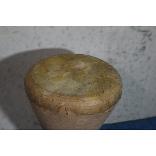 128 - Late 19th / Early 20th Century Clay Pot with Skin Base, (possible Drum) - 29cm Tall