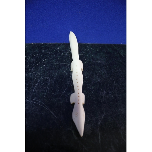 130 - Aged Hand Carved Believed to be Bone and Aboriginal in Origin, of a Crocodile or Lizard - 21cm