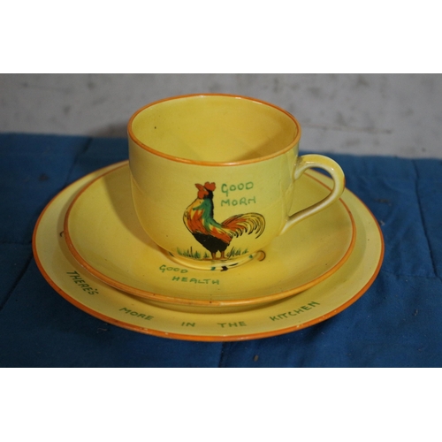 138 - Script Marked (1926 - 1987) Early Vintage Carlton Ware Trio - Cup, Saucer & Sandwich Plate - With Un... 