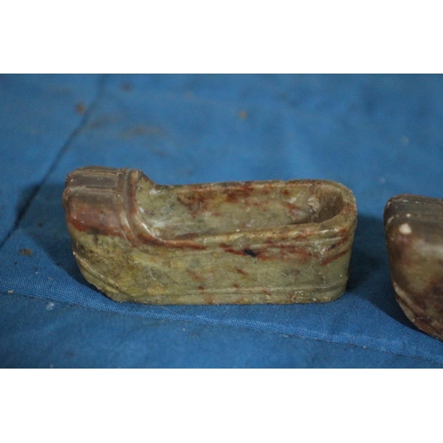 142 - Pair of Chinese Miniature Mud Shoes Made from Soapstone or Marble - 6cm