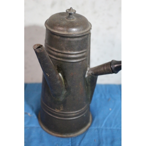 146 - French Early 20th Century Chocolate Pot Pourer with Lid and Wood Side Handle