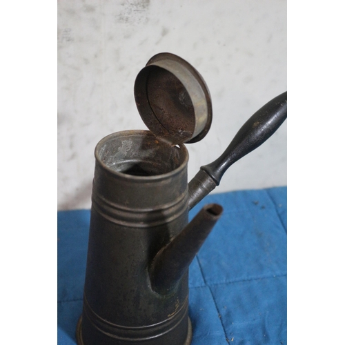 146 - French Early 20th Century Chocolate Pot Pourer with Lid and Wood Side Handle