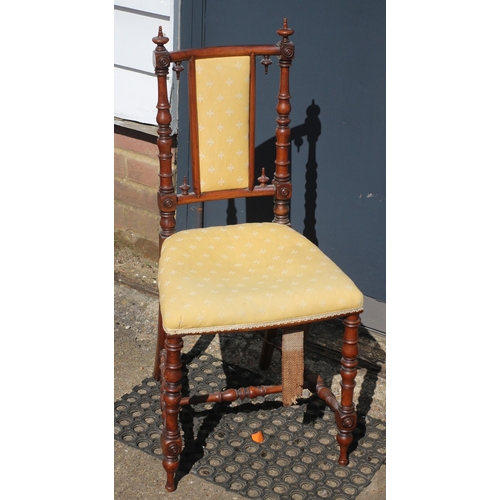 155 - 19th Century Victorian Antique Childs / Occasional Side Chair with Finials - Made from Believed to b... 