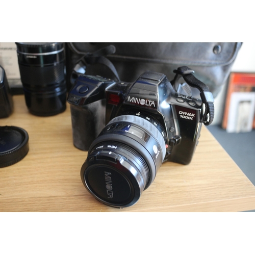 156 - Quality Minolta Dynax 7000i SLR Camera with Lenses, Flash, Filters and Bag with Manual and Other Ite... 