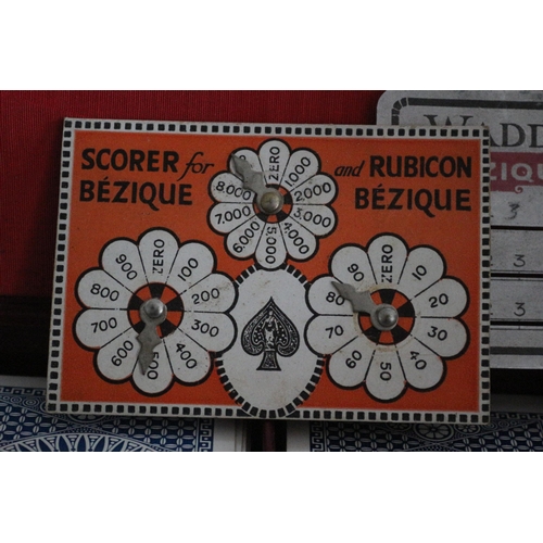 161 - Mid Century Boxed Set of Cards For The Game Bezique & Rubicon with Scorers and Instructions