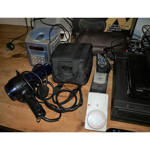 180 - Quantity of Electrical Items including Technika DVD Player, JVC VHS Player, Massager, Steam Cleaner,... 