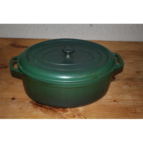 181 - Large Cast Iron Pot with Lid - Possibly Le Creuset? - 42cm Handle to Handle