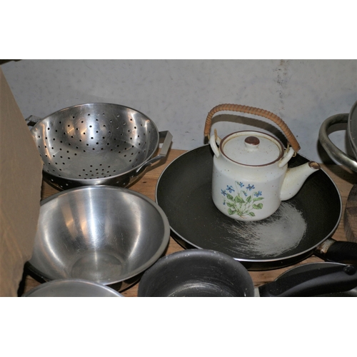 186 - Large Quantity of Stainless Steel Kitchenware plus Various Crockery - Also includes an Electric Wok