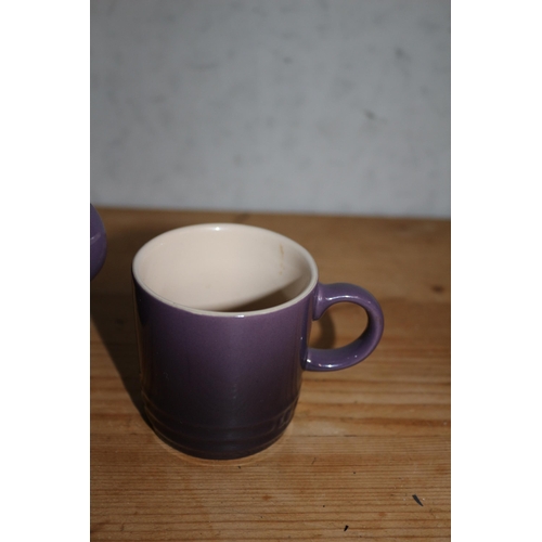 187 - 3 x Le Creuset Mugs - (2 Espresso and one large coffee mug)