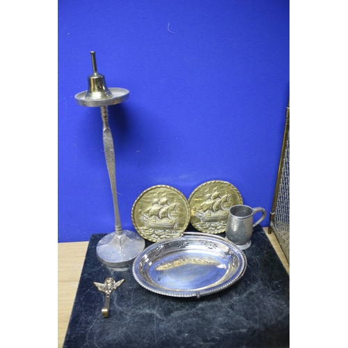 273 - Selection of Metal Ware including a Fire Guard, 54cm Tall,  and Plaques