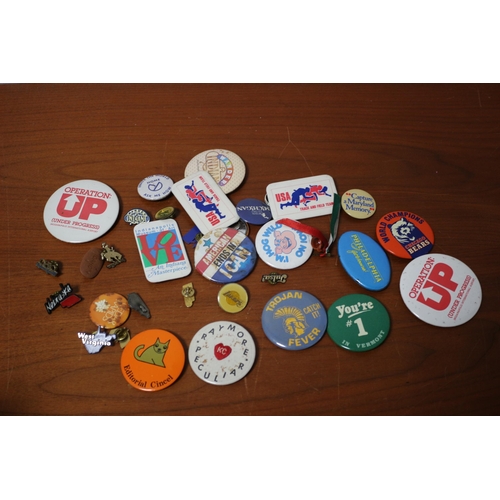 472 - Quantity of American Badges and Pins - Several Vintage