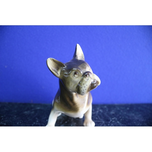 18 - A Royal Dux French Bulldog with Head Cocked to the Side with Pink Triangular Stamp and Label