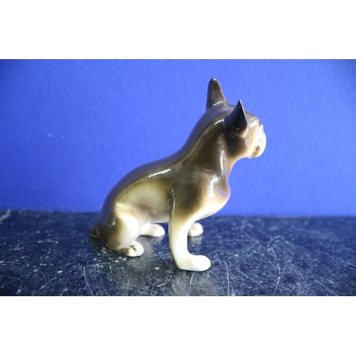 18 - A Royal Dux French Bulldog with Head Cocked to the Side with Pink Triangular Stamp and Label