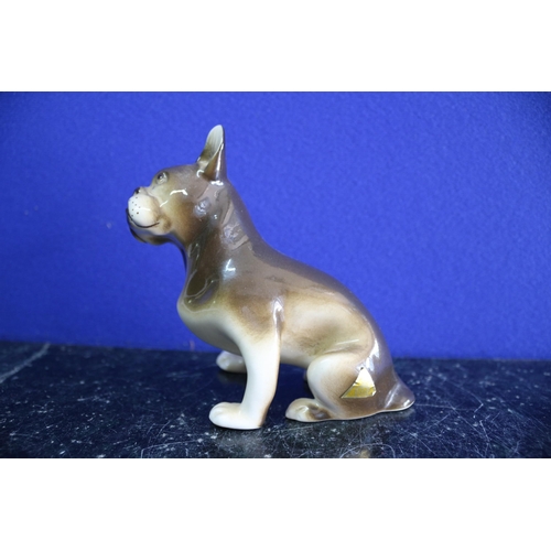 18 - A Royal Dux French Bulldog with Head Cocked to the Side with Pink Triangular Stamp and Label