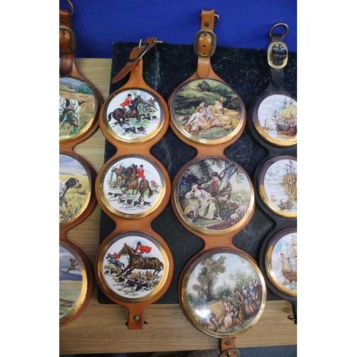 21 - Nice Selection of Sylvac Pot Lids with Different Themed Pictorial Tops on Straps