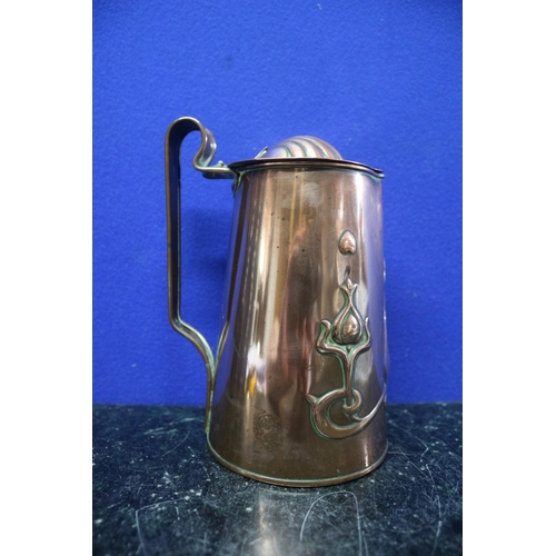 6 - Lovely Art Nouveau JS & S Copper Tankard - 17cm height to top of handle