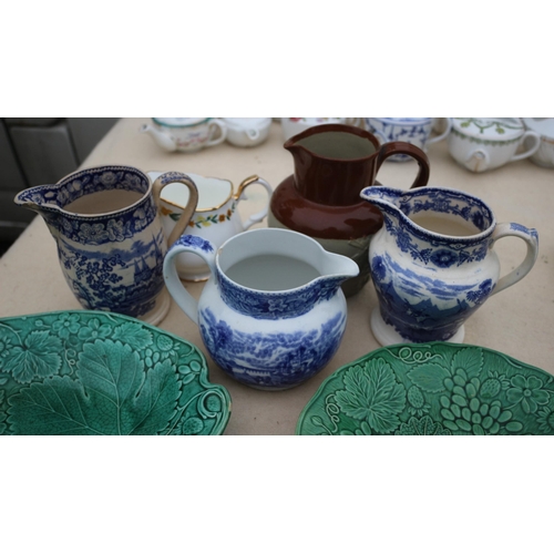 32 - Group of Crockery Items to include 3 x Cabbage Plates - 2 x Doulton Plates and 4 x Various Aged Jugs