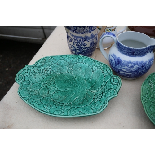 32 - Group of Crockery Items to include 3 x Cabbage Plates - 2 x Doulton Plates and 4 x Various Aged Jugs