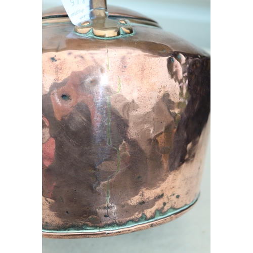 40 - Genuine Victorian Large Copper Kettle with Tell Tale Joint