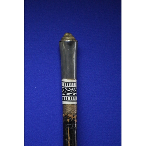 58 - Early 20th Century Indian Sword Stick with Carved Bone Grip with Metal and a Lion Head to the Top - ... 