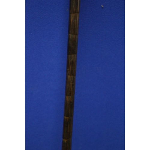 59 - A Silver Hallmarked Topped and Ringed Walking Cane in Bamboo