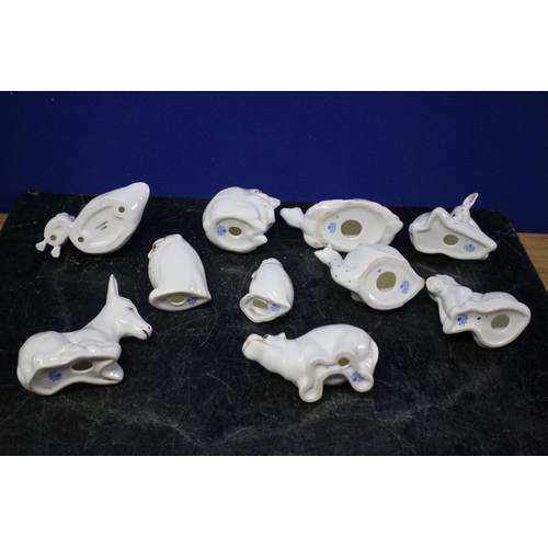 68 - 10 x Coalport White Animals