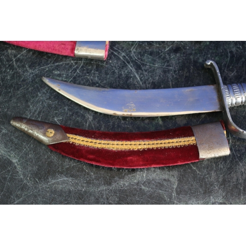 117 - Vintage Pair of Small Indian Made Export Swords in Sheaths