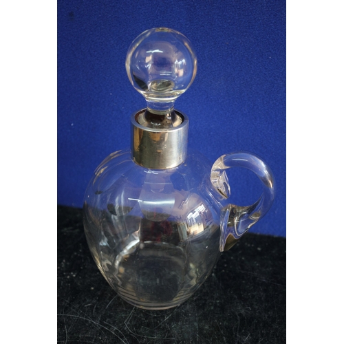 99 - Early 20th Century Silver Hallmarked Stourbridge Glass Spirit Decanter - 23.5cm Tall