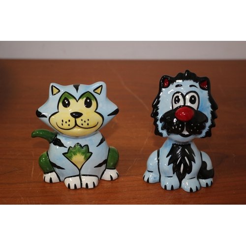 201 - 2 x Lorna Bailey Cats - Dexter and Arnold - Signed by Lorna Bailey