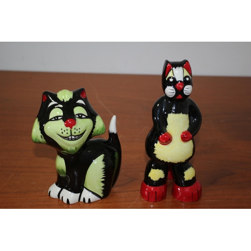 202 - 2 x Lorna Bailey Cats - Growler and Bruiser - Signed by Lorna Bailey