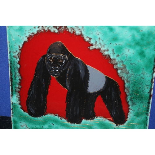 211 - Sarah Ewin Ceramics Trial Piece - Gorilla - 26cm x 26cm - Signed  on the Rear