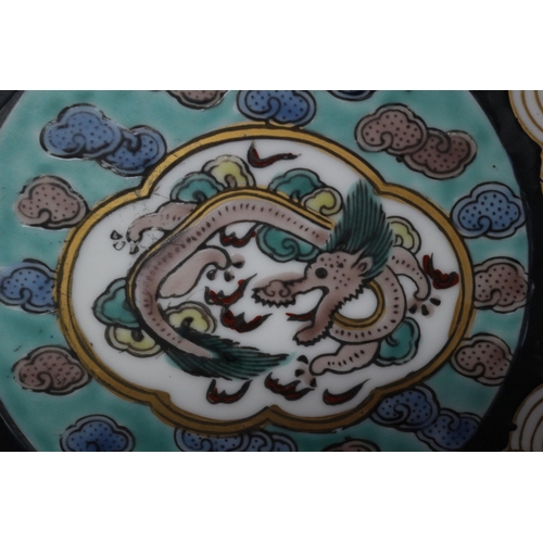 214 - Very Large Chinese Charger - Vibrantly Coloured with Dragon Design in the Centre - 40cm Dia - Stamp ... 