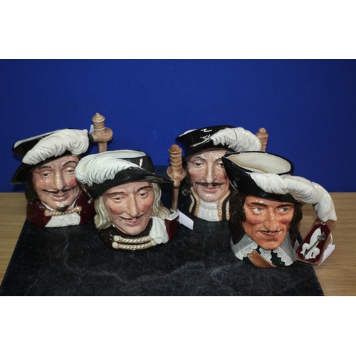 217 - Very Nice Set of Royal Doulton Large Character Jugs - The Three Musketeers - Athos, Porthos and Aram... 