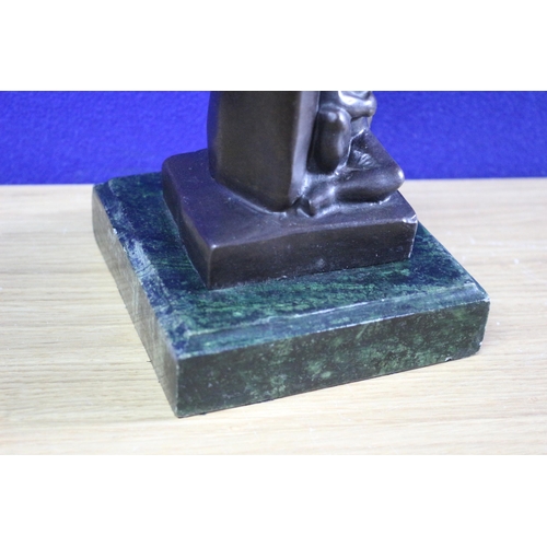 221 - Modern Bronze of a Woman with a Child on a MArble Base - Signed Kobo - 30cm Tall