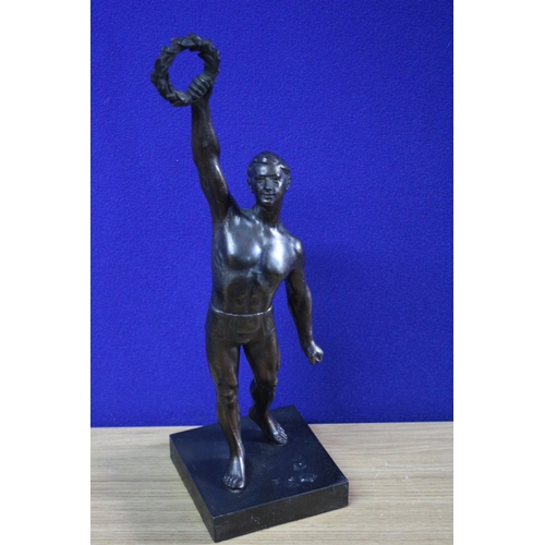 222 - Bronze Figure of a Greek God - Hermes on Base - 32cm Tall