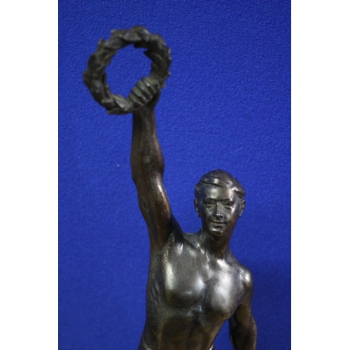 222 - Bronze Figure of a Greek God - Hermes on Base - 32cm Tall