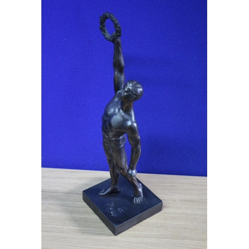 222 - Bronze Figure of a Greek God - Hermes on Base - 32cm Tall